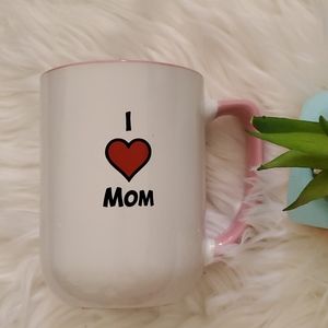 I Love Mom White Pink Coffee Mug Cup
